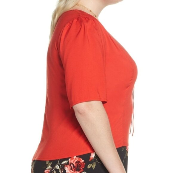 BP X Claudia Sulewski Tie Neck Red Polish Top XL - Picture 3 of 10